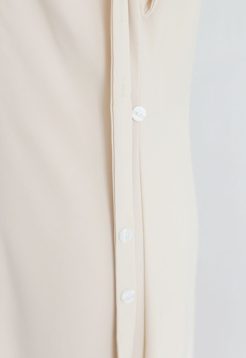 Split Shift Adjustable Cami Dress in Cream
