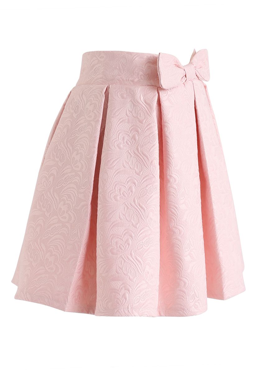Sweet Your Heart Jacquard Skirt in Pink
