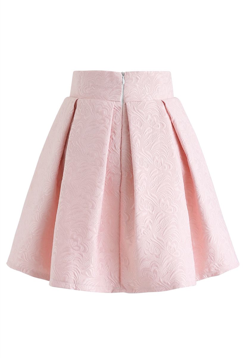 Sweet Your Heart Jacquard Skirt in Pink