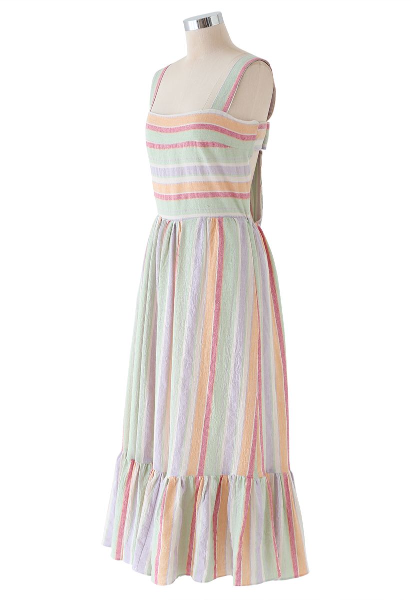 Summer Vibe Block Stripes Bowknot Cami Dress