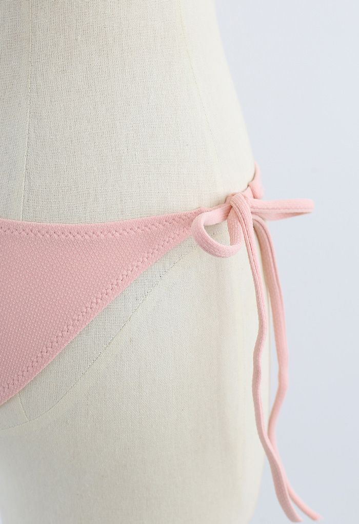 One-Shoulder Tie Side Low Rise Bikini Set in Pink