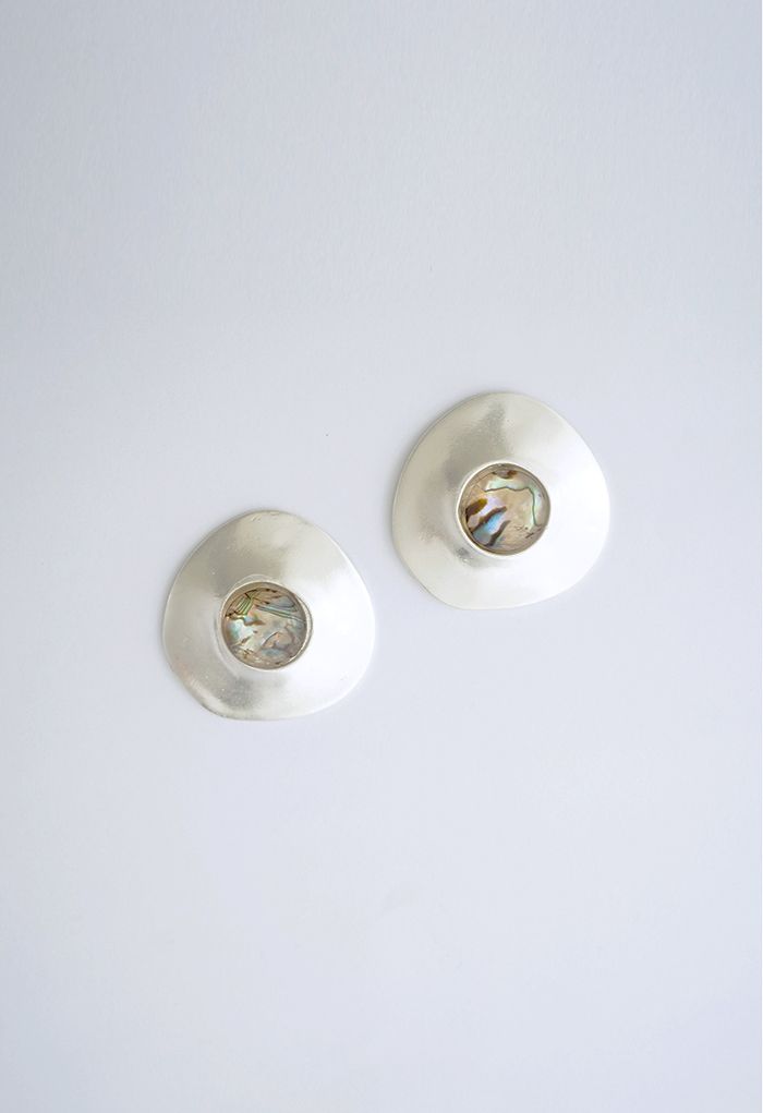 Marble Decorated Silver Earrings