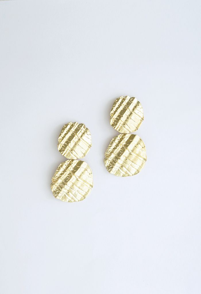 Carved Hammered Gold Earrings