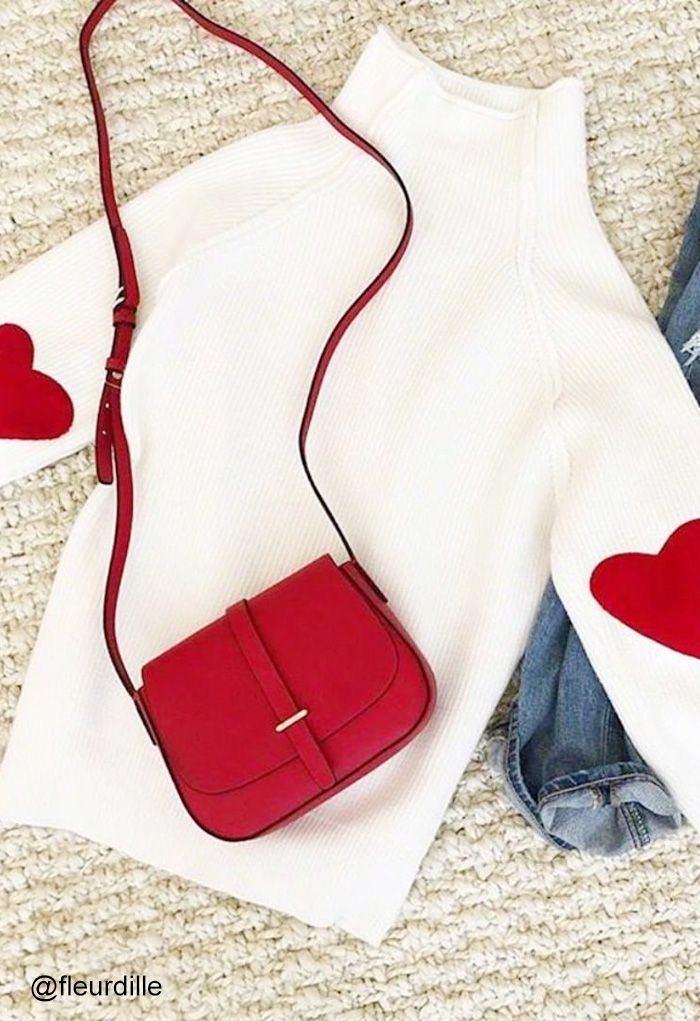 Heart and Soul Patched Knit Sweater in White