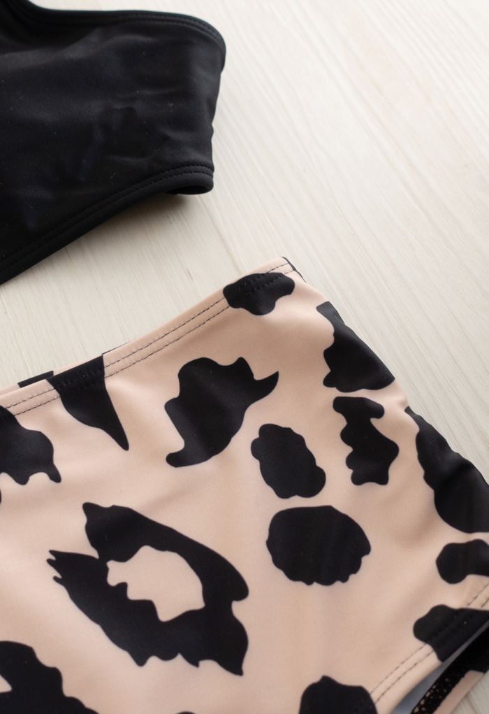 Leopard Print One-Shoulder Cutout One-Piece Swimsuit