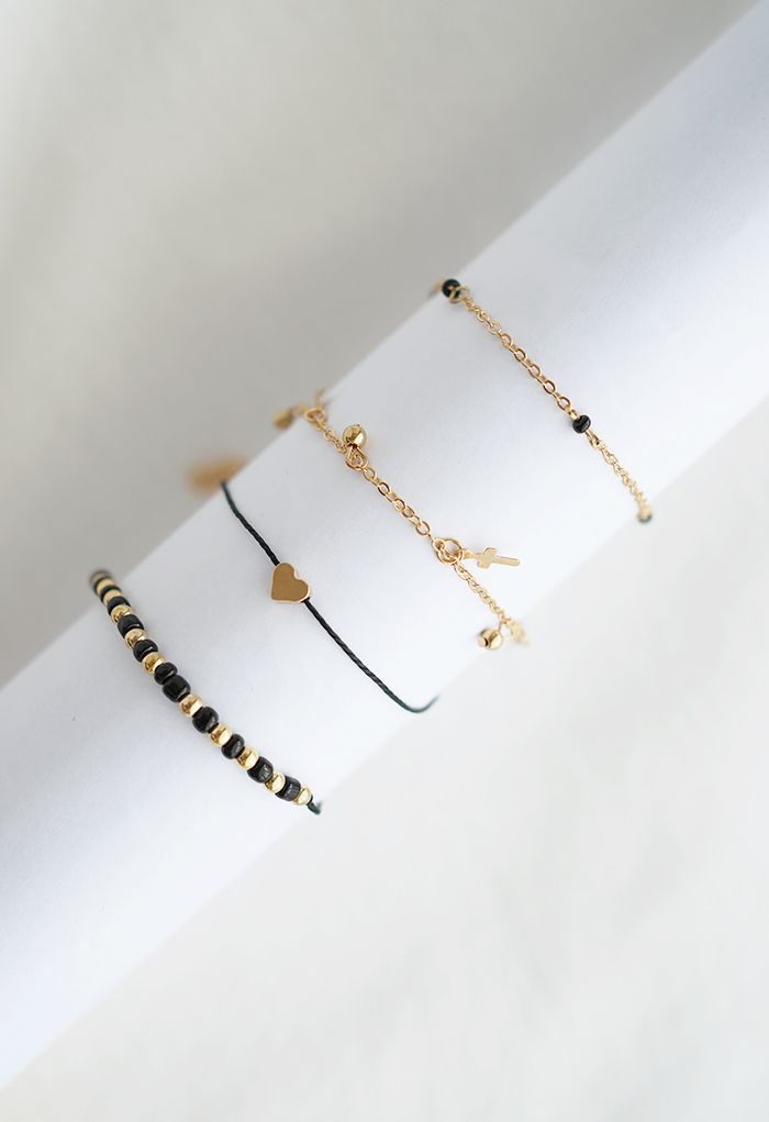 4 Packs Metal Beads Strands Bracelets
