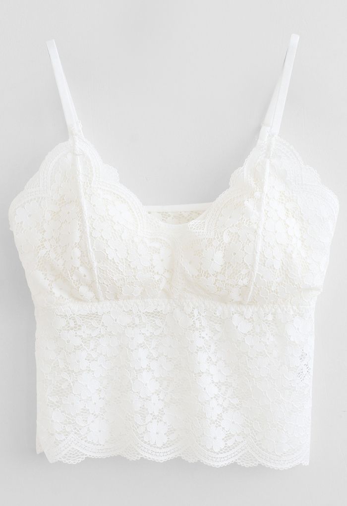 Lace Crop Tank Top in White