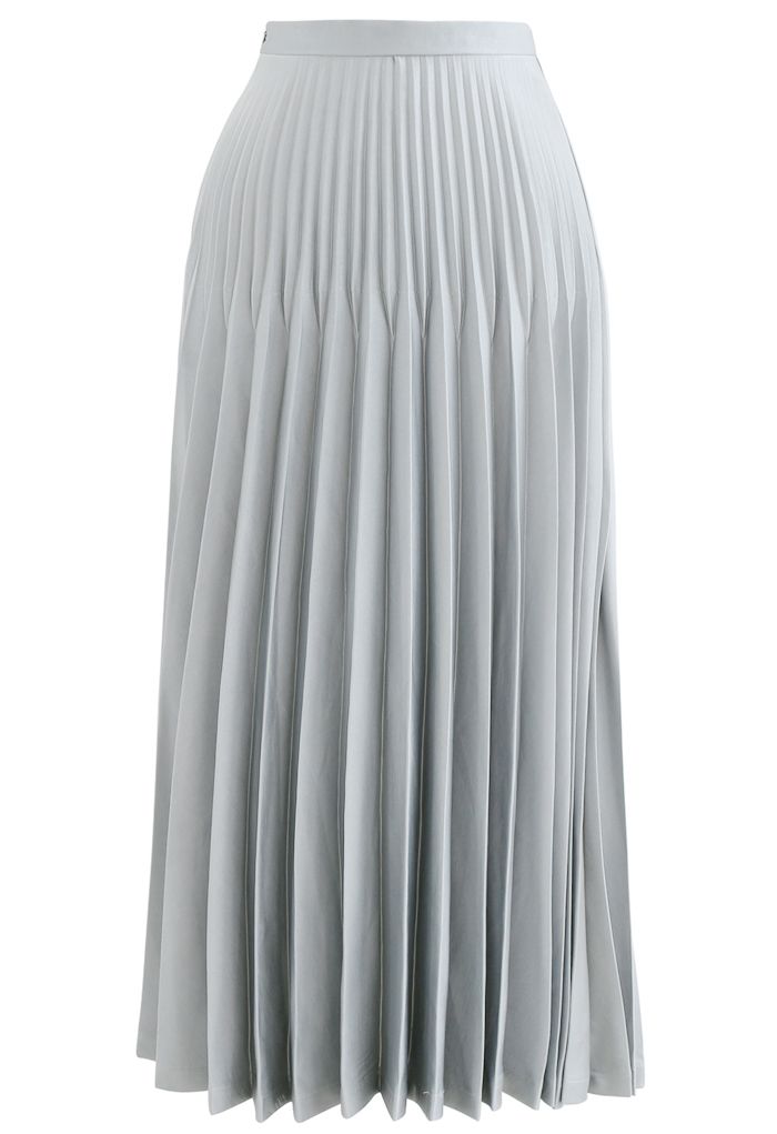 High-Waisted Full Pleated Maxi Skirt in Mint