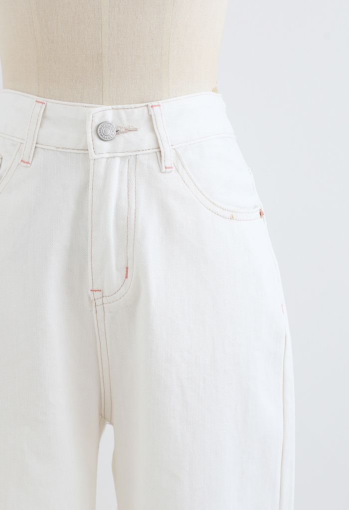 Straight-Leg Crop Jeans in White