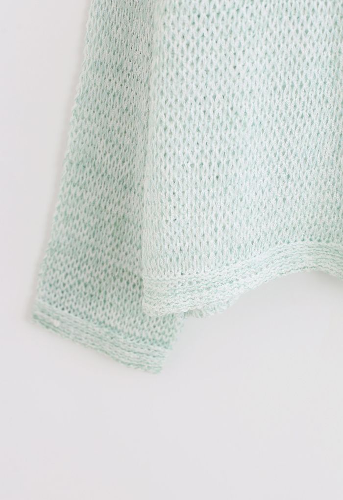 Variegated Open Knit Sweater in Mint