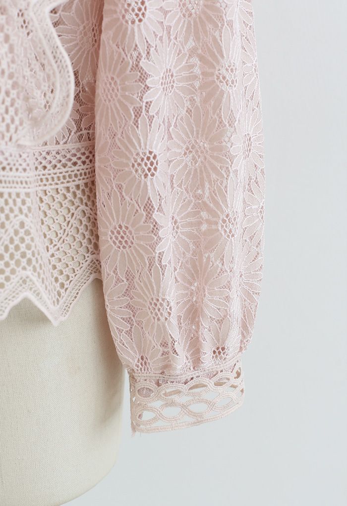 Sunflower Full Lace Long Sleeves Top in Pink