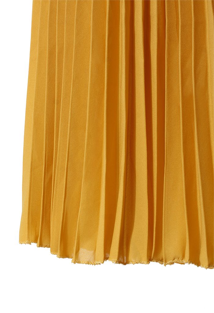 Chiffon Mustard Pleated Maxi Skirt