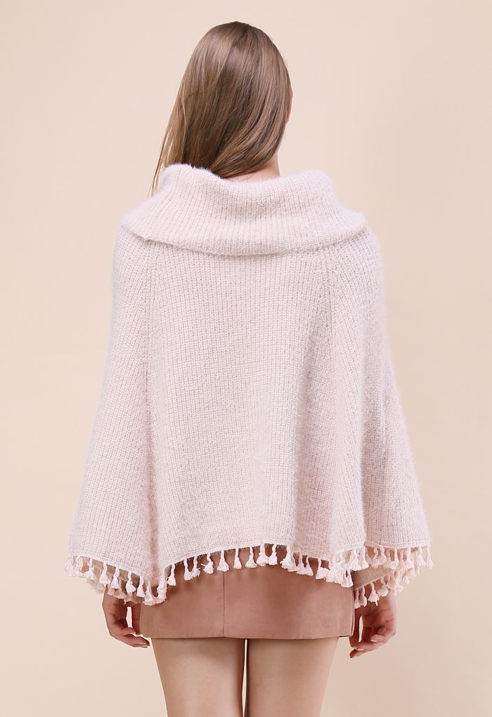Winter Tale Knitted Cape in Pink