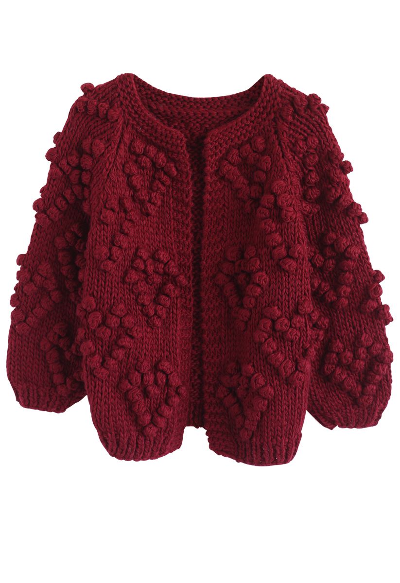 Knit Your Love Cardigan in Wine