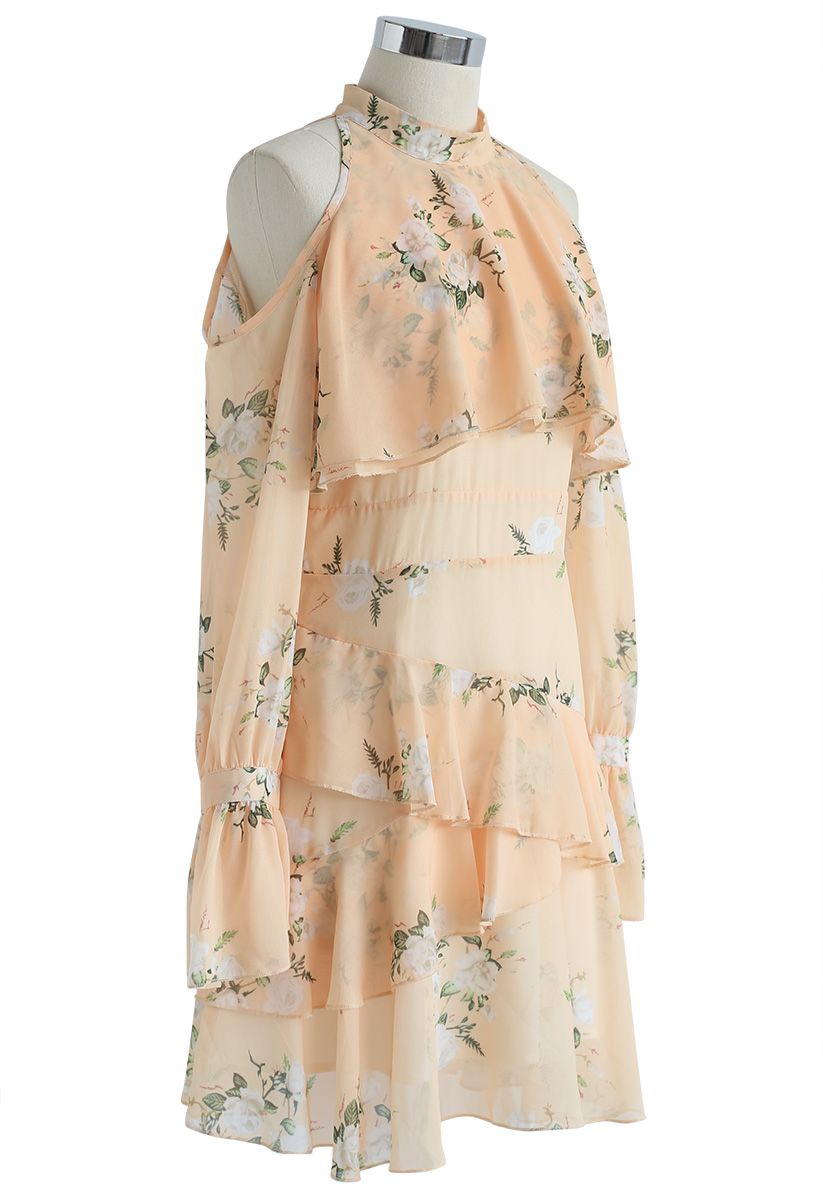 Gardenia Impress Cold-Shoulder Chiffon Dress