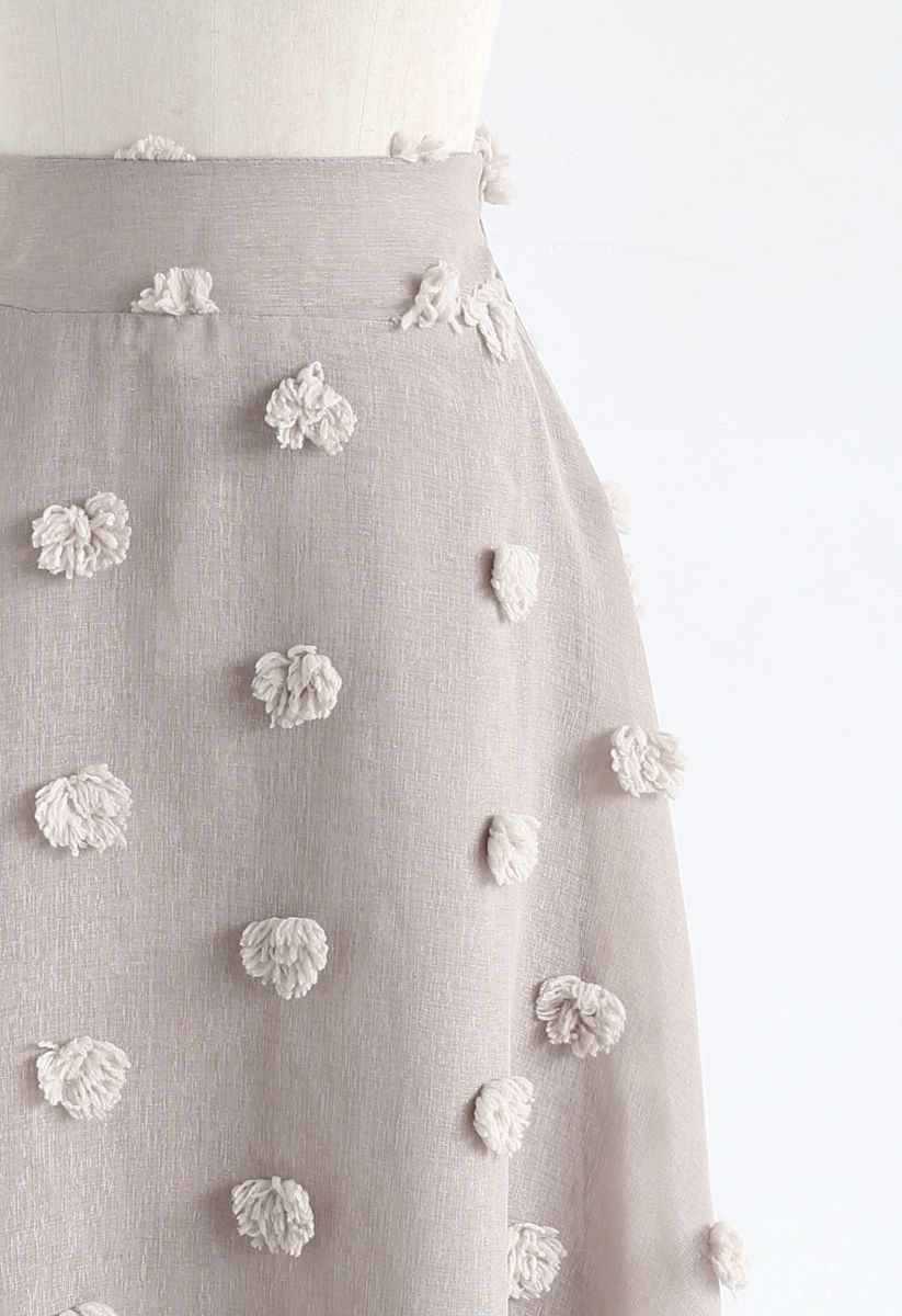 Cotton Candy Sheer 3D Flower Skirt in Taupe 