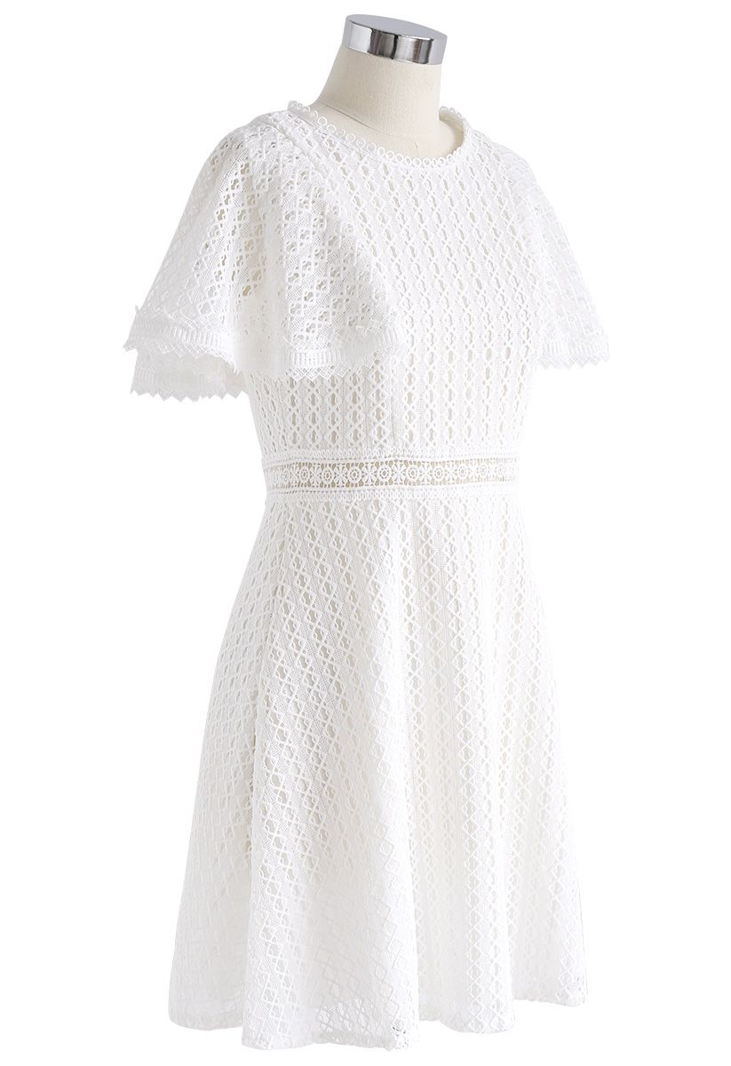 Crochet Me Grace Mini Dress in White
