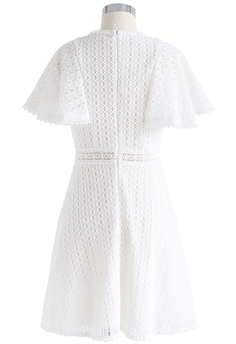 Crochet Me Grace Mini Dress in White