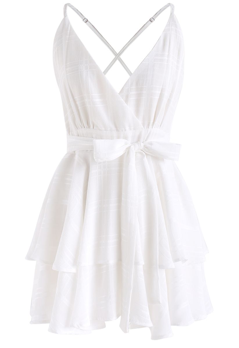 Dare To Dream Cross Back Cami Mini Dress in White