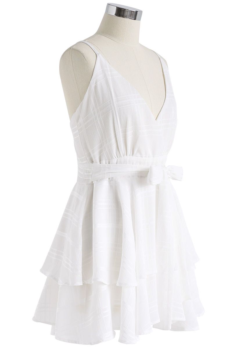 Dare To Dream Cross Back Cami Mini Dress in White