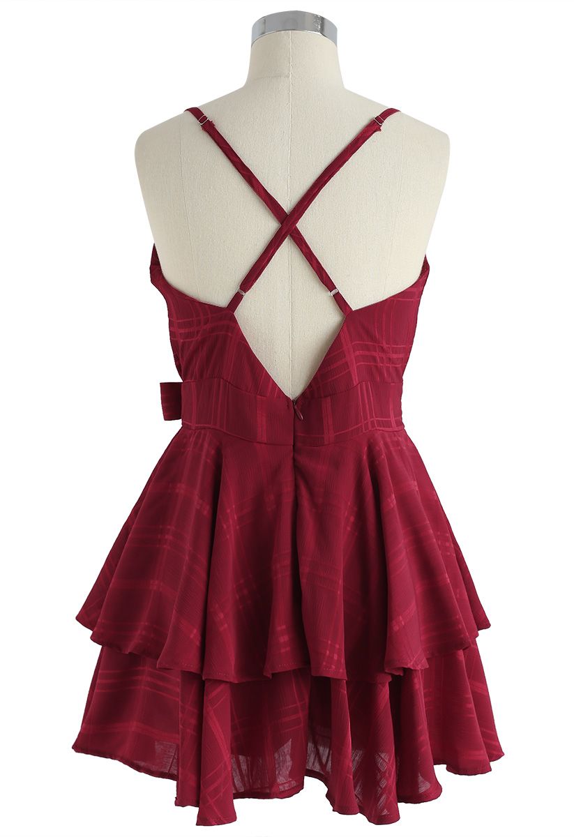 Dare To Dream Cross Back Cami Mini Dress in Red