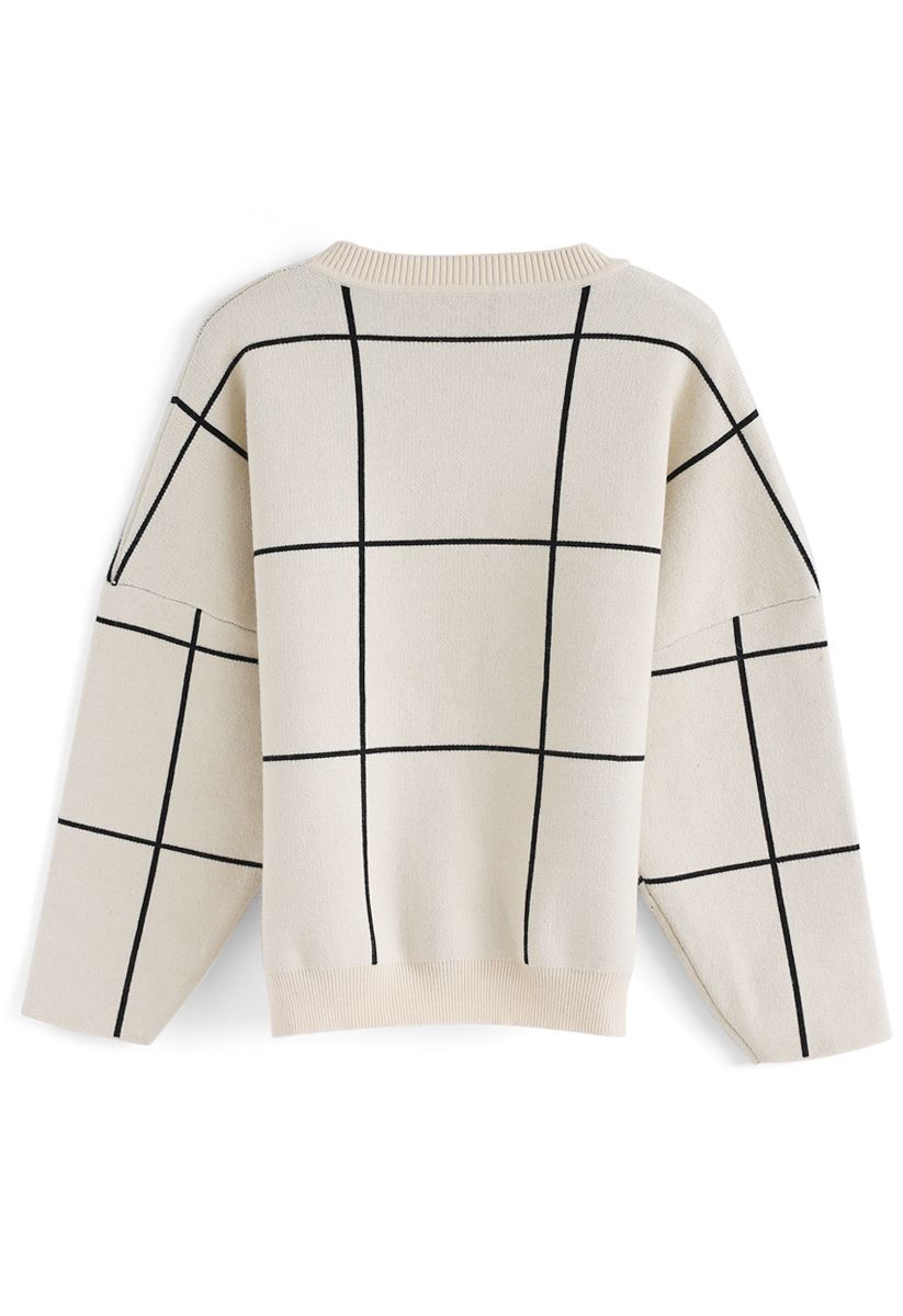 Grid Round Neck Sweater