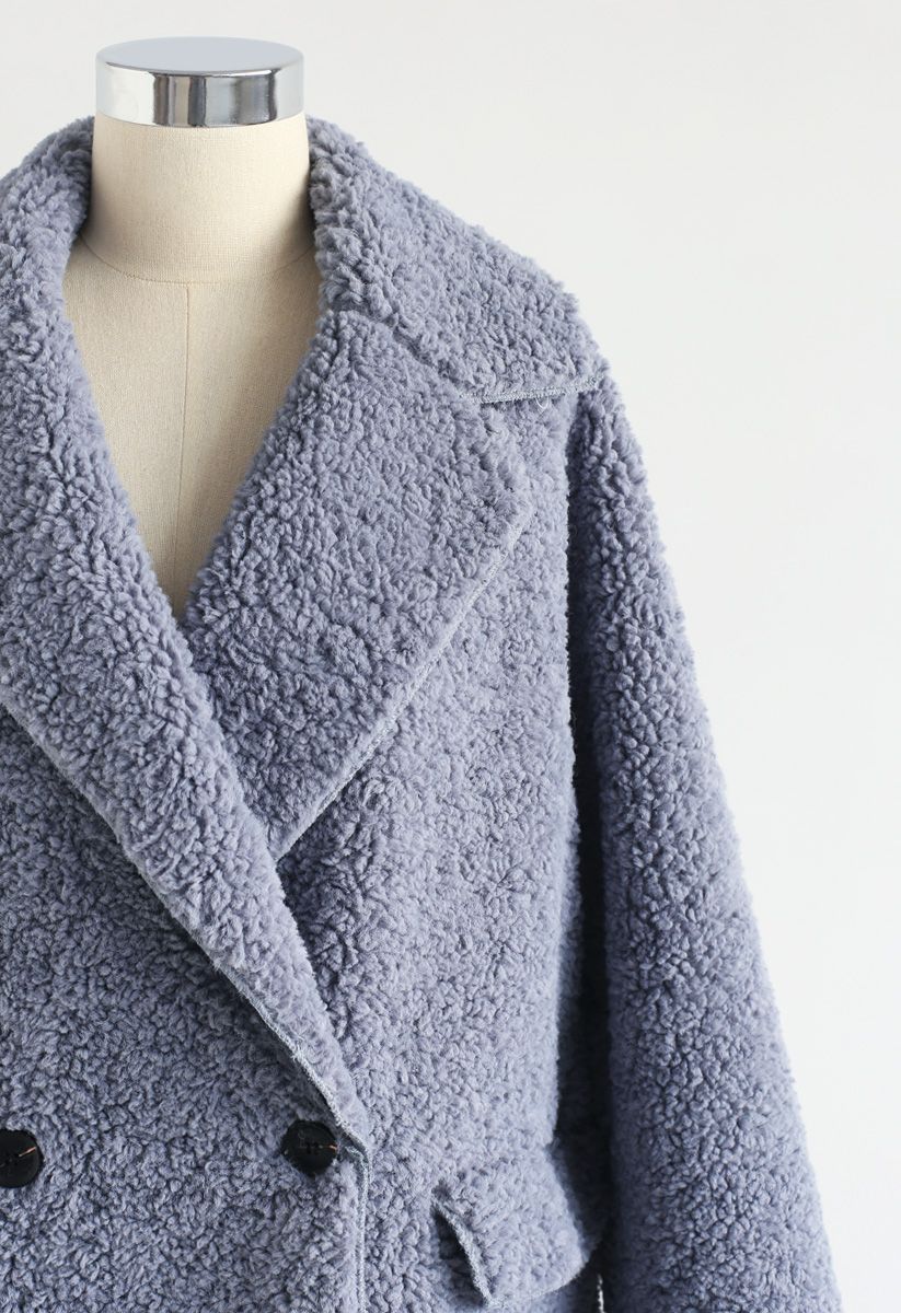 Out with A Sherpa Coat in Dusty Blue