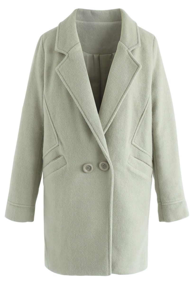 Take Up the Challenge Wool-Blend Coat in Pea Green
