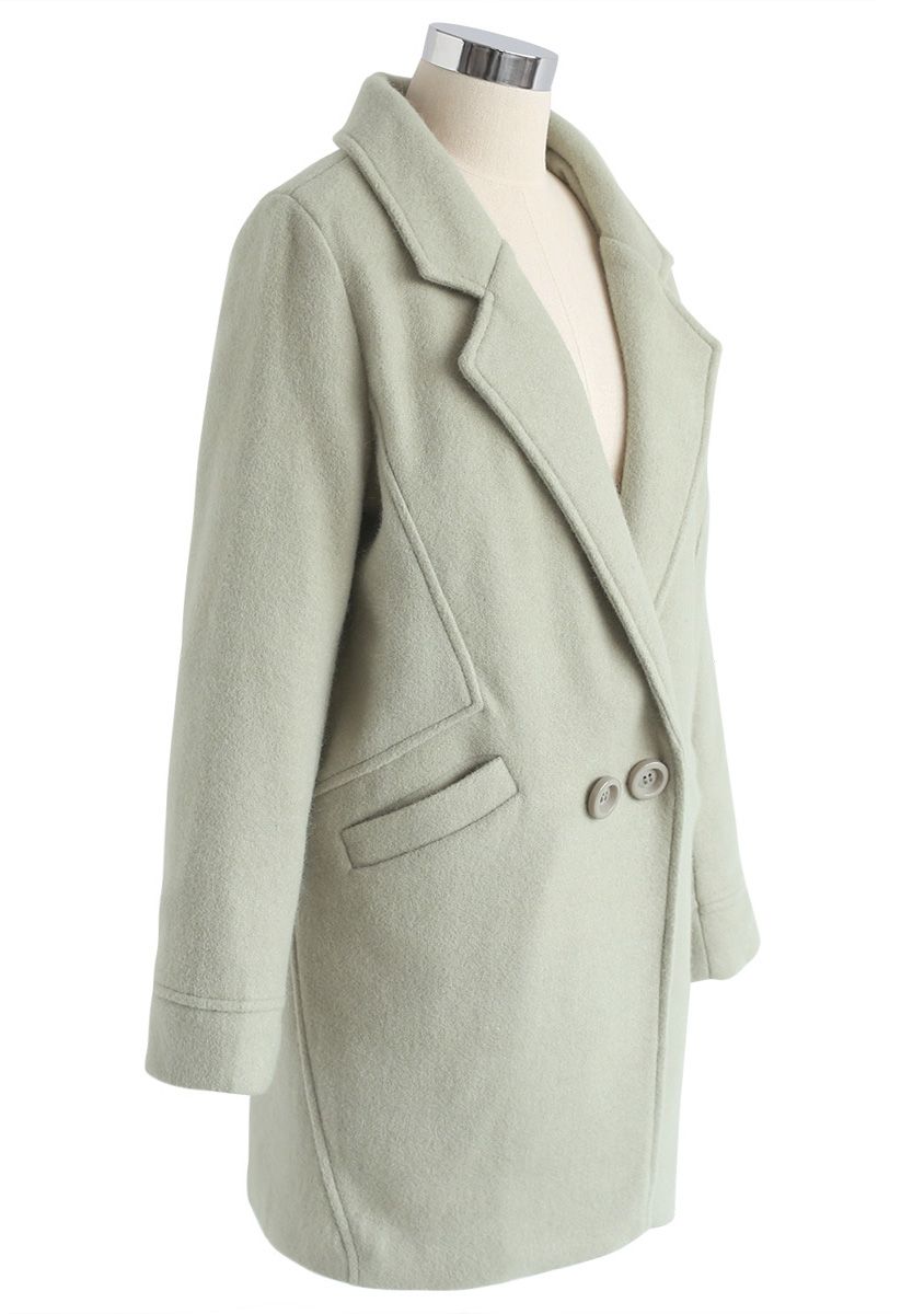 Take Up the Challenge Wool-Blend Coat in Pea Green
