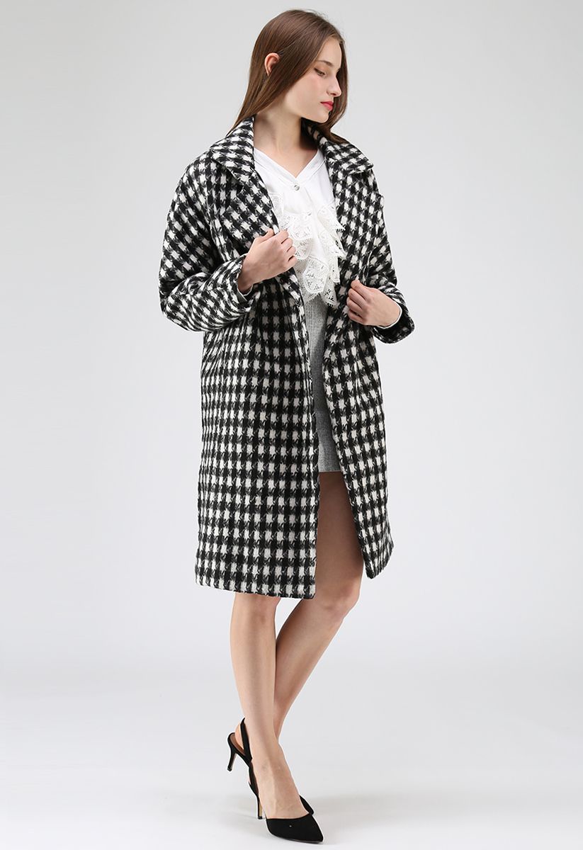 Young and Beautiful Houndstooth Longline Coat
