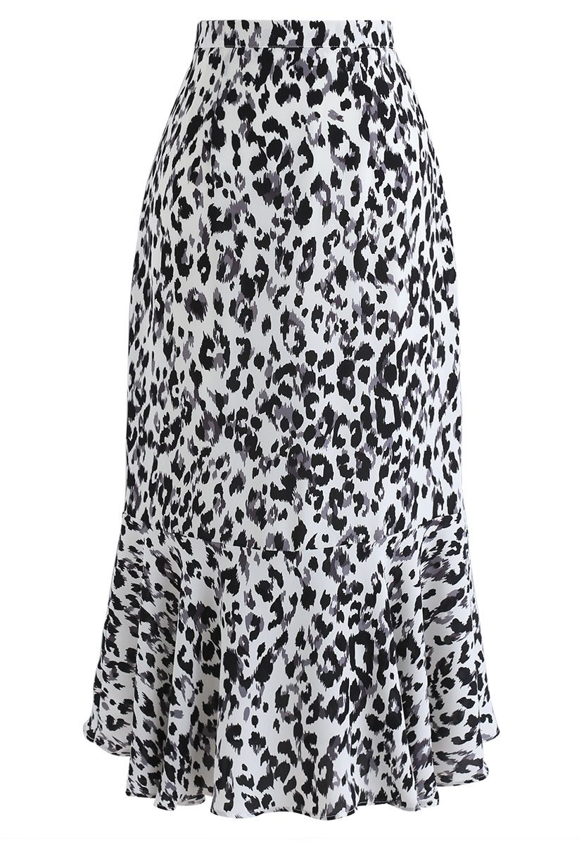 It Must Be Love Painted Leopard Frilling Skirt