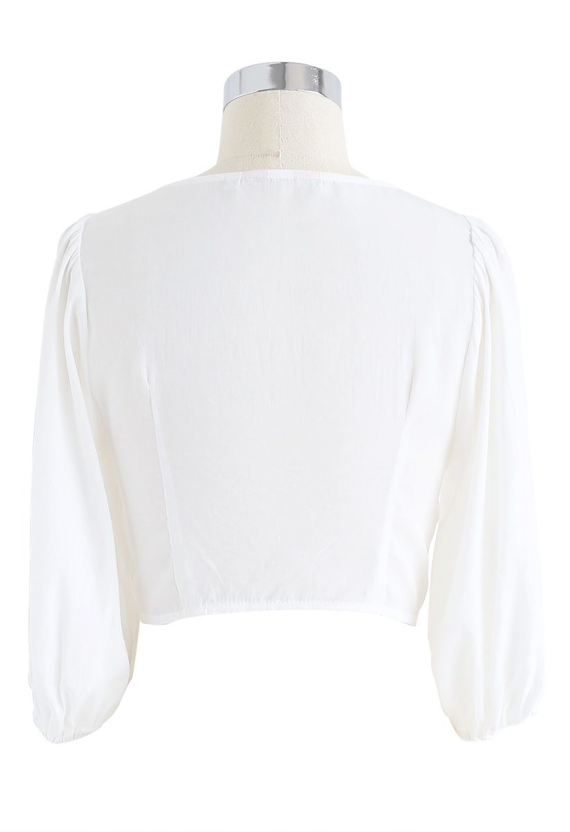 Sweet and Sound Bowknot Crop Top in White