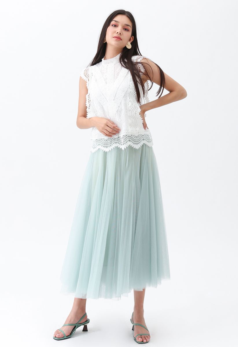 My Secret Weapon Tulle Maxi Skirt in Mint