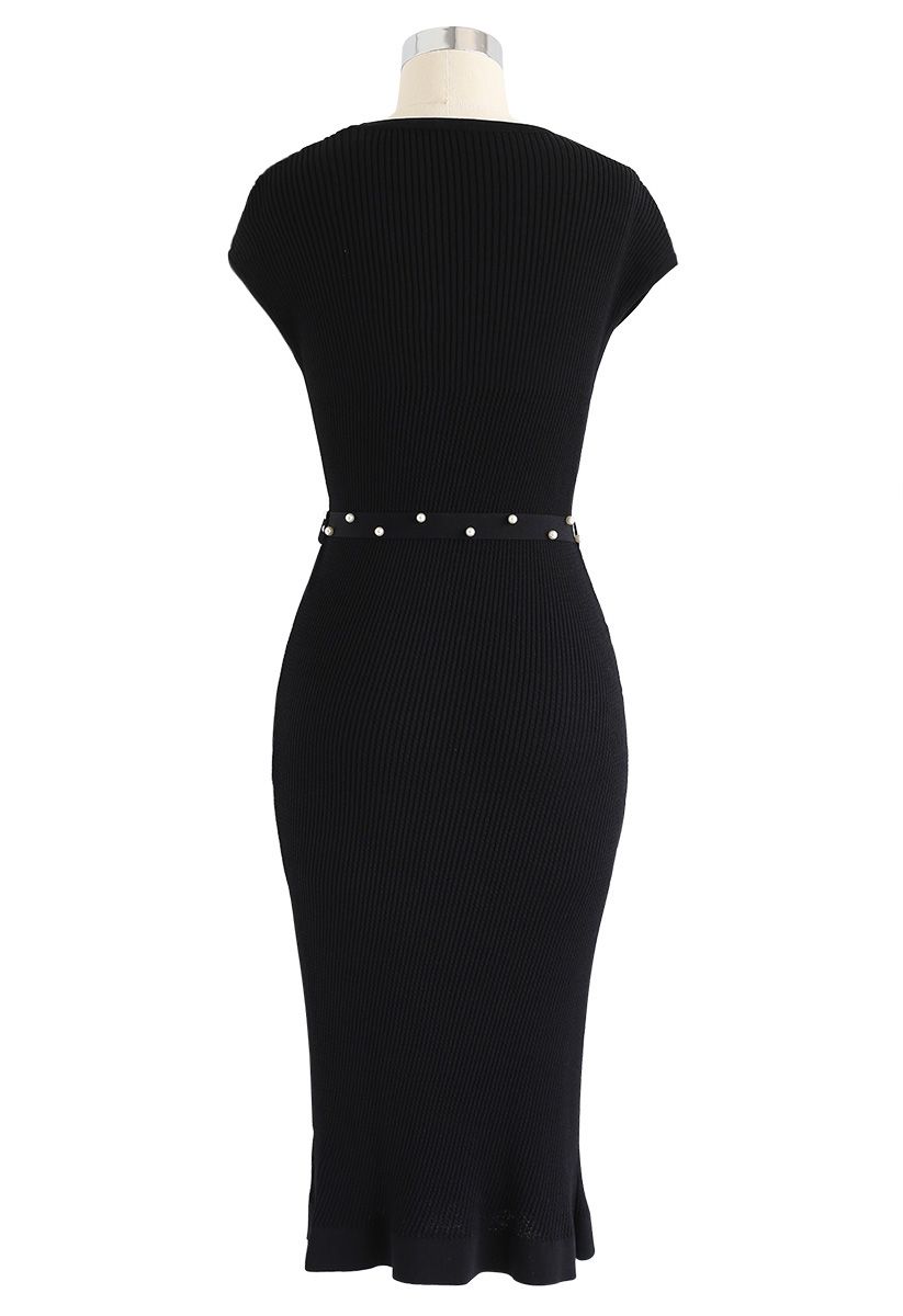 Staring At the Sunset Knit Dress in Black