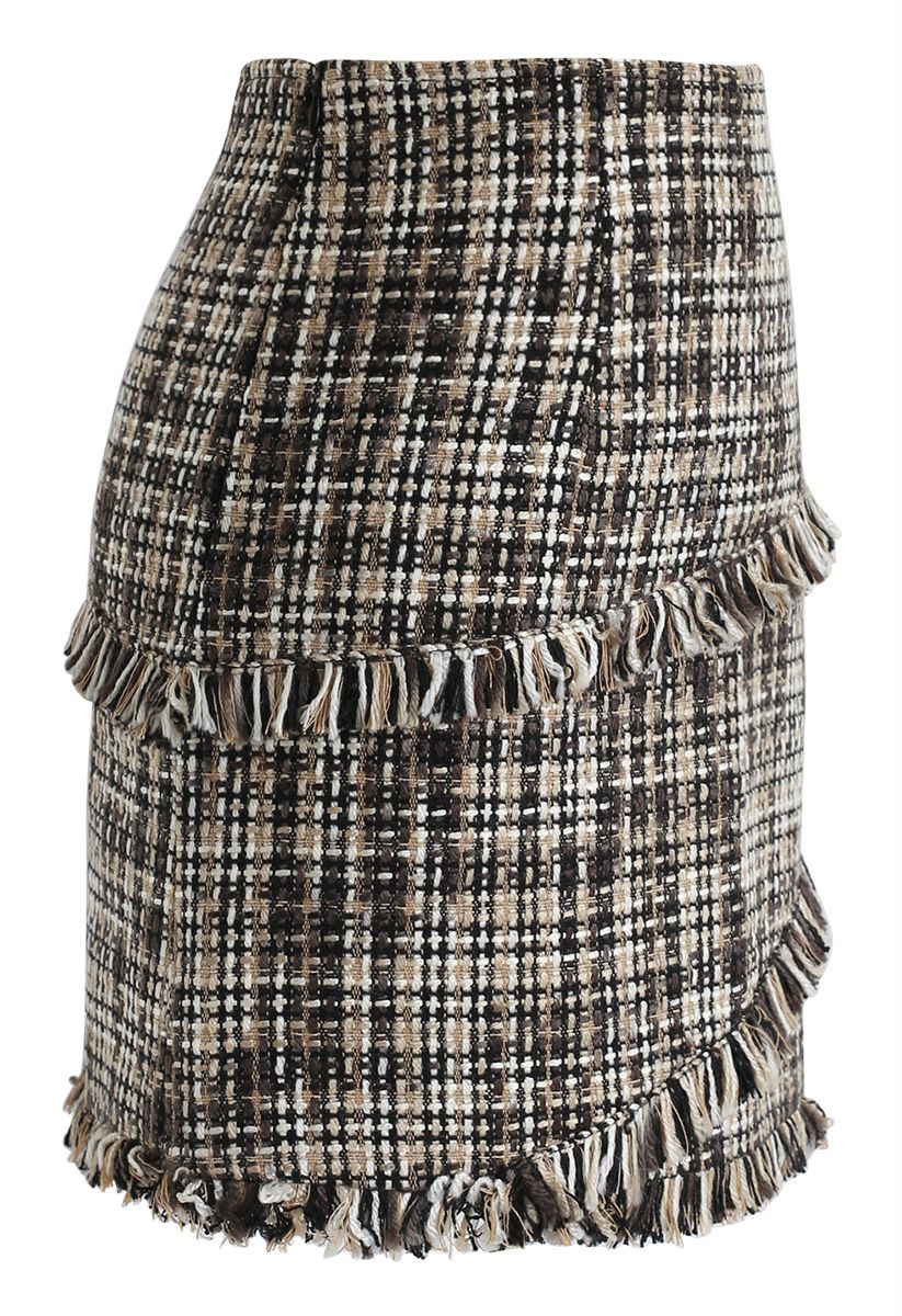Tasseled Tweed Mini Bud Skirt 