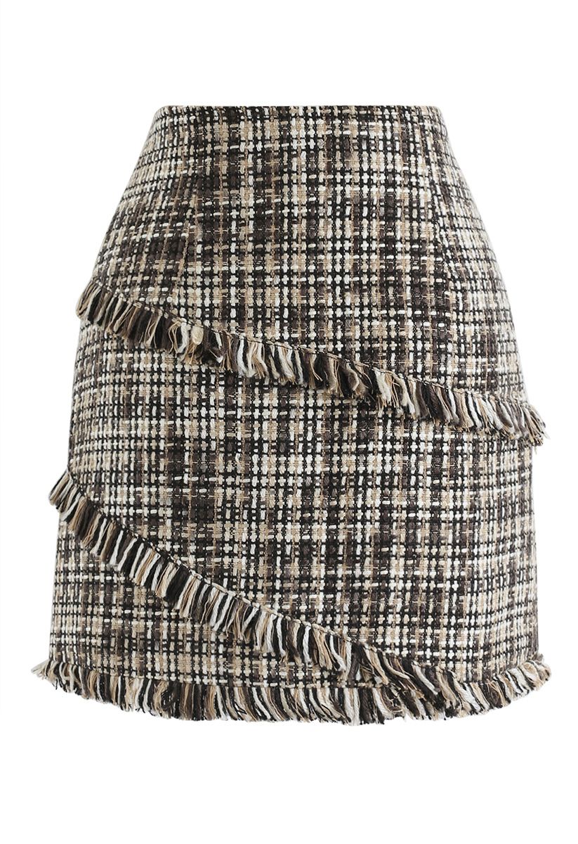Tasseled Tweed Mini Bud Skirt 