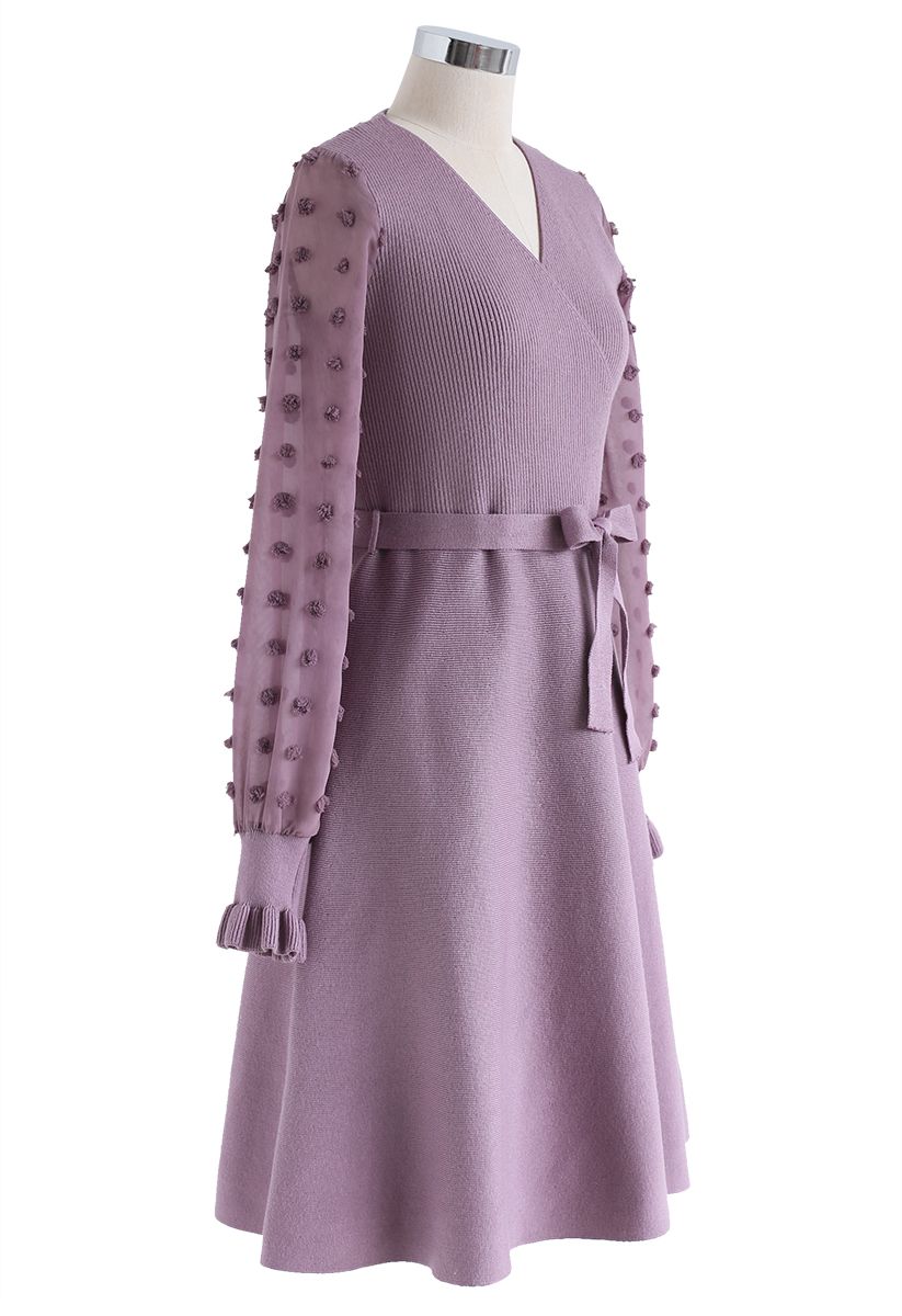 There You Go Wrap Knit Dress in Violet