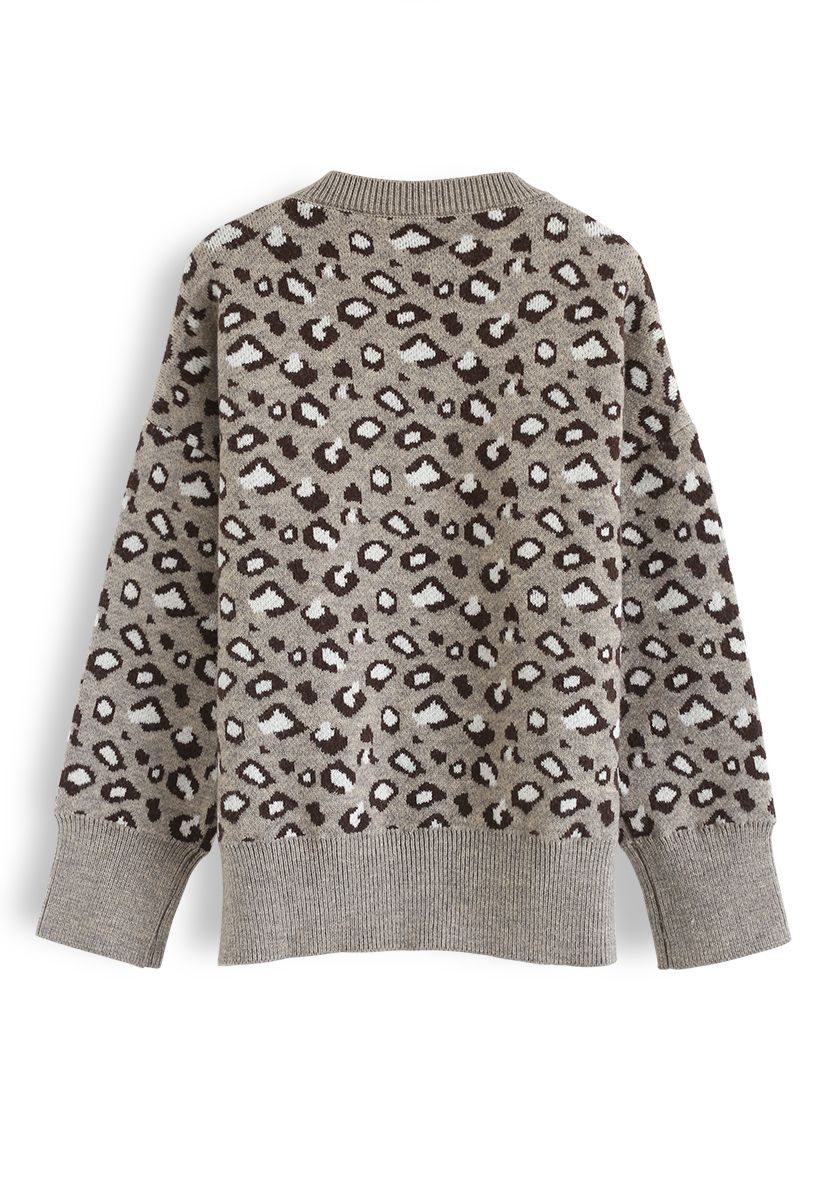 Taupe Leopard Knit Sweater