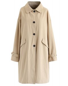 Pointed Collar Button Down Coat in Light Tan