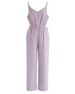Adjustable Cami Tank Top and Wide-Leg Crop Pants Set in Lilac