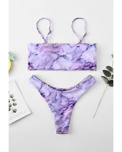 Purple Marble Print Low Rise Bikini Set
