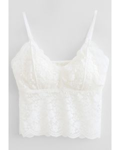 Lace Crop Tank Top in White