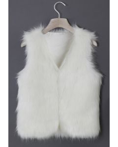 Chicwish Faux Fur Vest in White