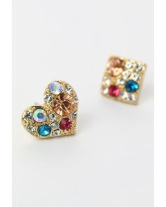 Diamond Heart Square Earrings Set