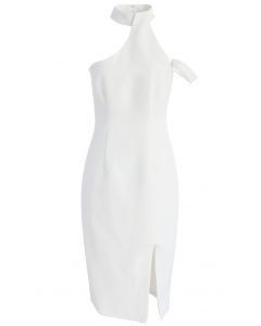 Extra Stylish Halter Neck Dress in White