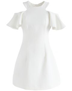Twirling Into the Weekend Cold-Shoulder Dress in White