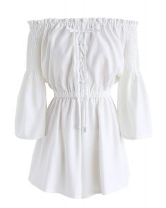 Daily Chic Off-Shoulder Playsuit in White