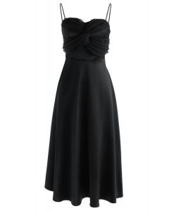Silkiness Sweetheart Cami Dress in Black