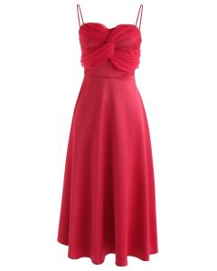 Silkiness Sweetheart Cami Dress in Red