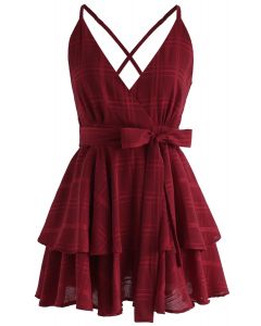 Dare To Dream Cross Back Cami Mini Dress in Red